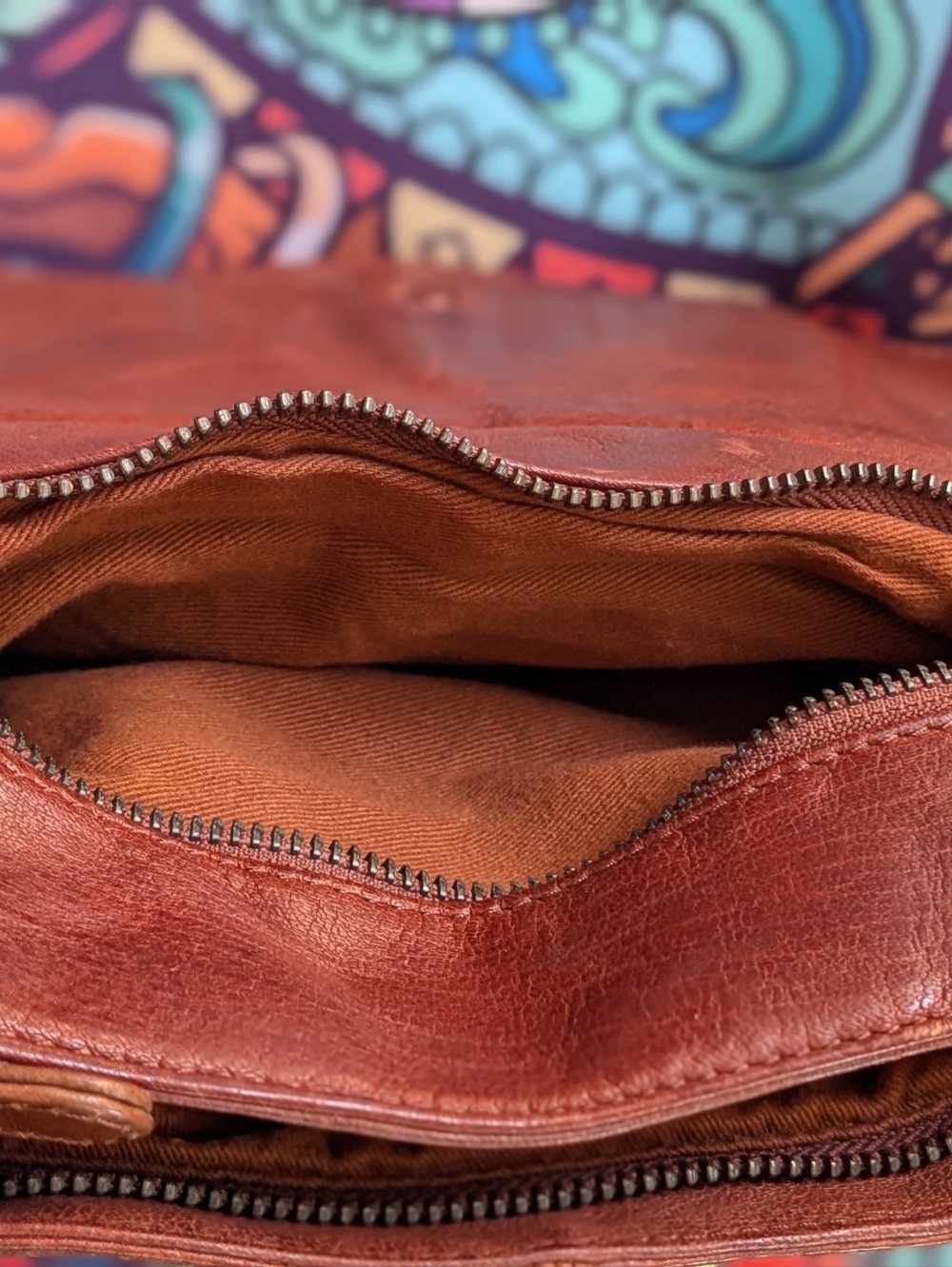 Antonio Valeria Chestnut Brown Leather Crossbody Bag Purse Adjustable Strap - Picture 7 of 10